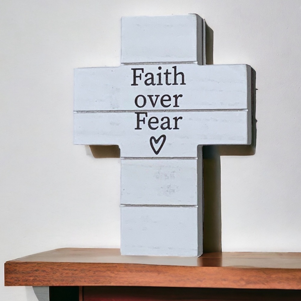 Cross Wall Decor Hanging or Freestanding Religious Home Decor Gift White Black